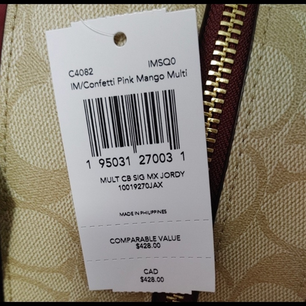 Coach Jordyn Signature Confetti Mango Backpack - Picture 5 of 5